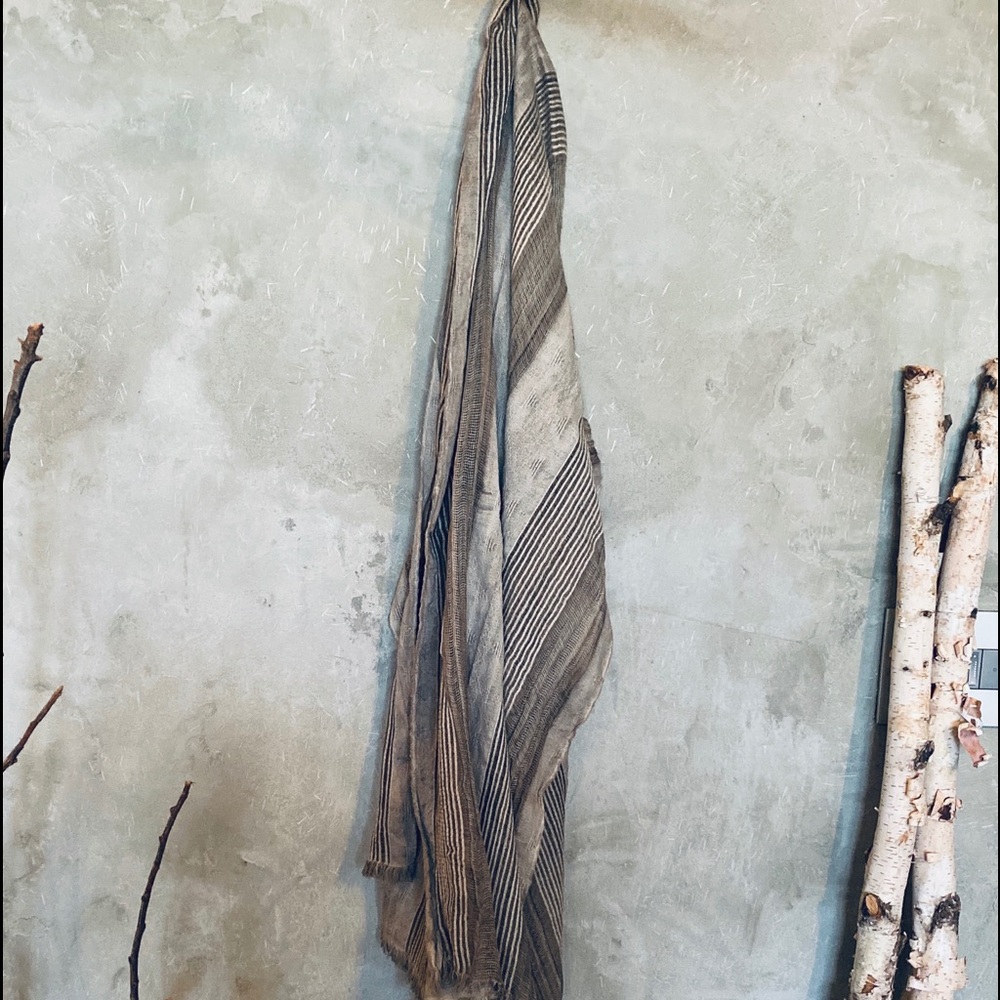 Earthy cotton stripe scarf for man or women - Picture 5 of 6